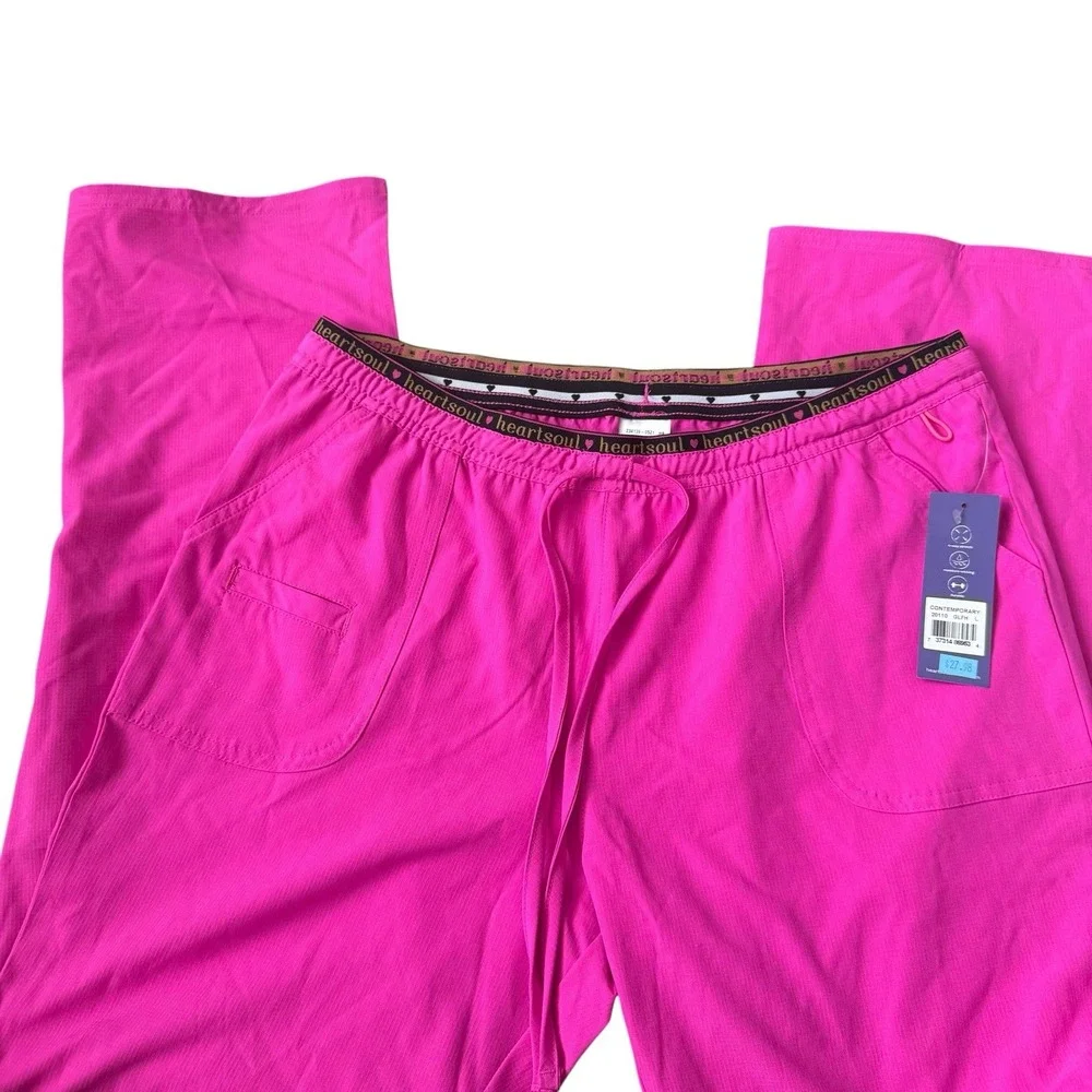 HeartSoul Glam Fuchsia Scrubs Heart Breaker Low Rise Large Pants 20110 NEW!